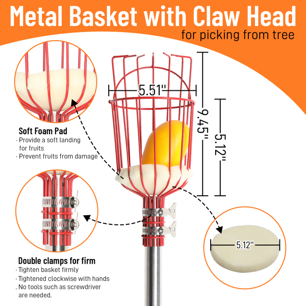 13FT 红色 摘果器 拼接  不锈钢 杆式工具-6