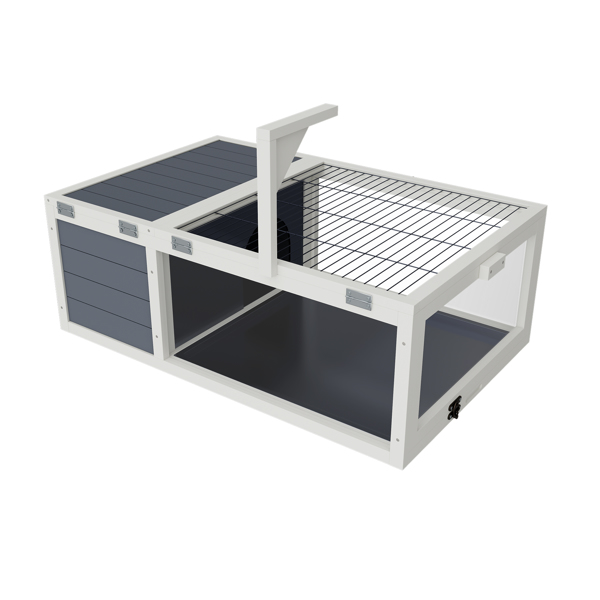 爬行动物栖息地龟屋，带灯架、3个亚克力观察窗、2个防水托盘、可锁定顶盖，易于清洁的木制饲养箱，适用于乌龟、蜥蜴、蛇和小宠物--不支持self-pick up-14