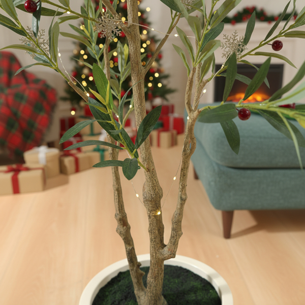 5英尺白色人造圣诞树自然假树室内节日装饰易护理人造冷杉用于家庭全年节日展示圣诞节礼物免维护圣诞树FBA发货-11