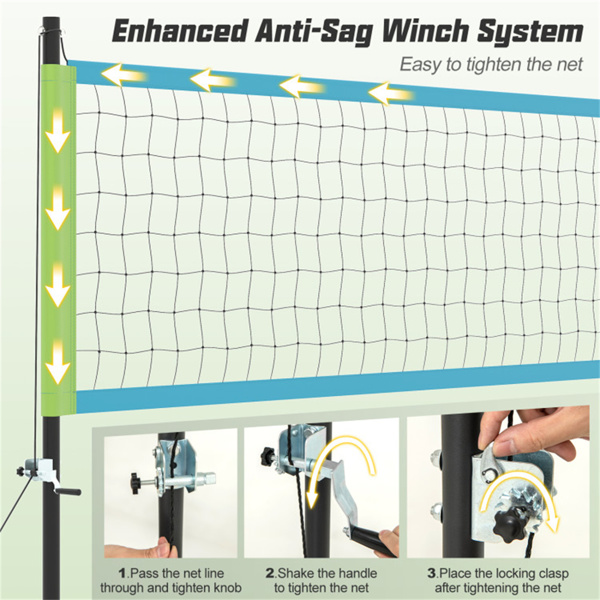 32'x3'重型排球网套-3级可调杆、防下垂绞车、全包配件-6