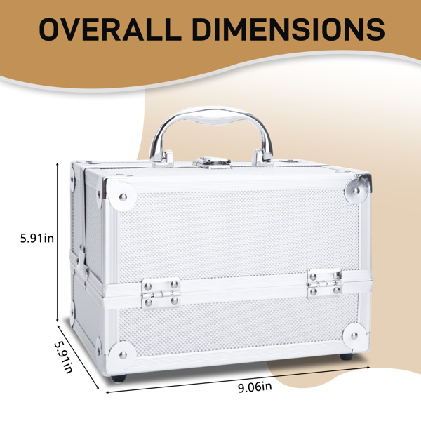 手提顶部双开带镜子 铝合金 银色 化妆箱 SM-2176-3