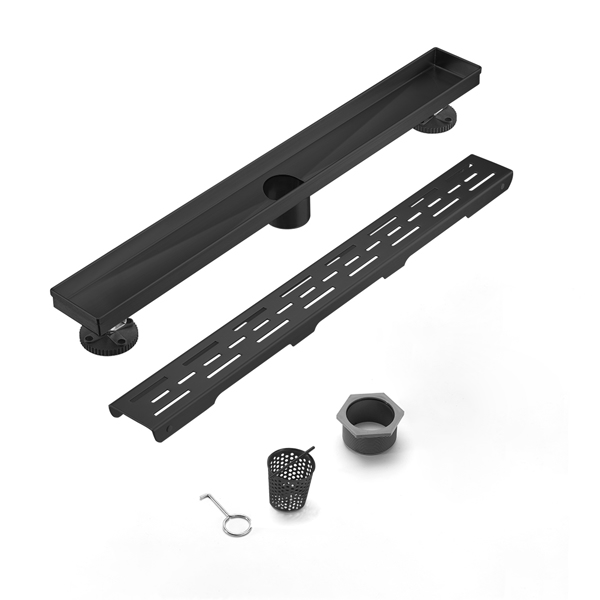 36英寸不锈钢线性淋浴地漏，含毛发过滤器与调平脚-7