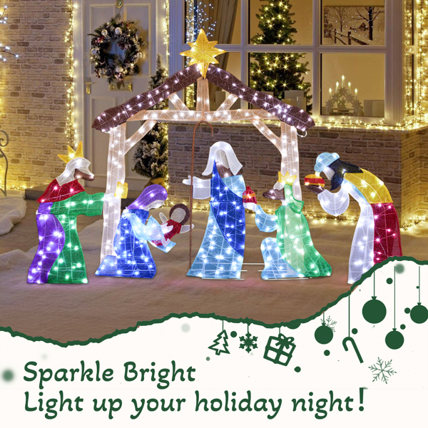 210*34*155CM   房子耶稣诞生   2D 白灯 葱布   24V  3.6W 圣诞灯饰耶稣-12