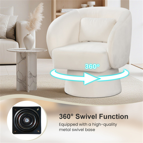 360°旋转桶椅-毛绒内饰+腰枕，承重400磅，米色-9