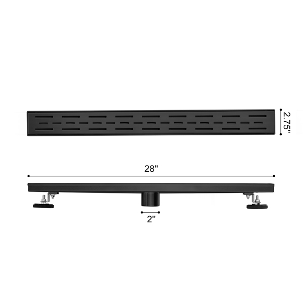 28英寸不锈钢线性淋浴地漏，含毛发过滤器与调平脚-8