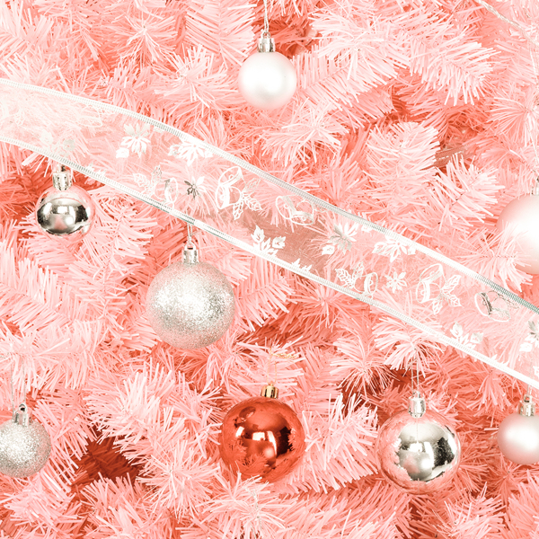 6ft 粉色 1000枝头 PVC材质 圣诞树-19