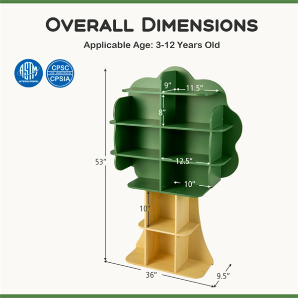 绿色儿童书架玩具收纳架，带开放式收纳架-4