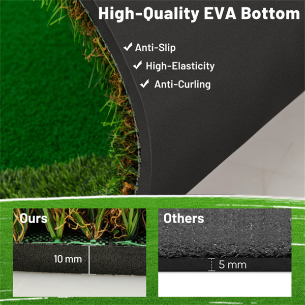 10x5英尺高尔夫推杆垫（绿色）-3个真实尺寸的球洞+旗帜，高密度PP+PE草皮，室内/室外使用-5