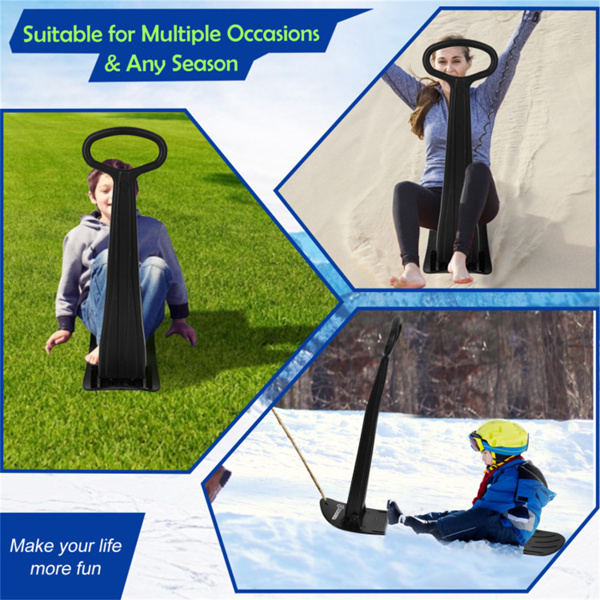 安全儿童雪地滑板车-凸起防滑点，定向底部，易于转向和平衡-黑色-12