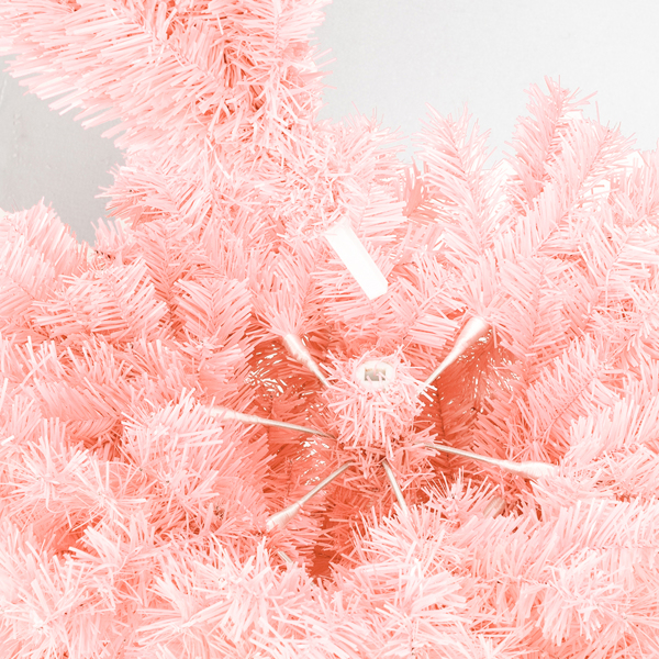 6ft 粉色 1000枝头 PVC材质 圣诞树-7