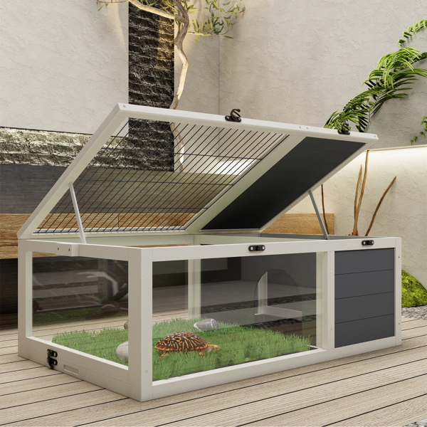 39.5英寸木制陆龟屋室内龟类栖息地爬行动物笼，适用于小型动物蜥蜴、壁虎，带2个可拆卸防水托盘--不支持self-pick up-10