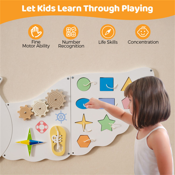 11合1蒙特梭利猫头鹰活动墙-STEM感官忙碌板，带磁性白板，3岁以上儿童-6