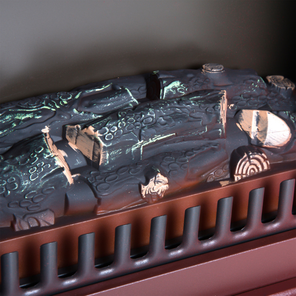 22英寸电壁炉取暖器，独立式壁炉炉，带逼真LED火焰和木柴，以及过热保护，750瓦/1500瓦，红色-6