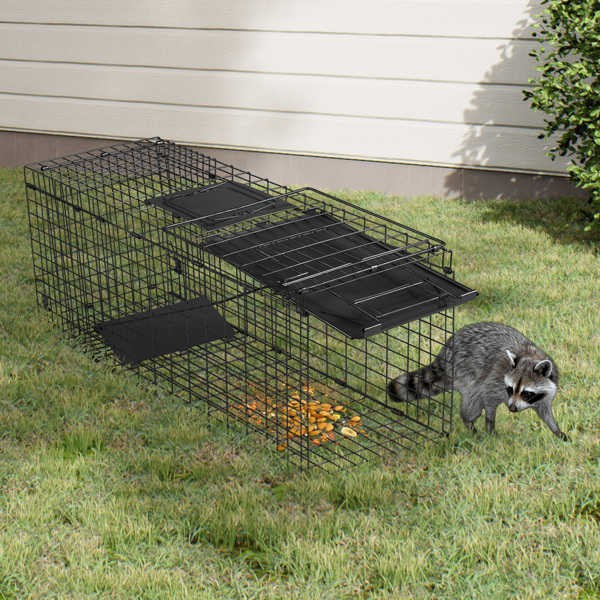 32inch 黑色 折叠+前置挡板 铁 诱捕笼 宠物围栏-3