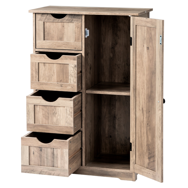 水洗灰 密度板三胺贴面 56*30*80cm 4抽 1门 浴室立柜-5