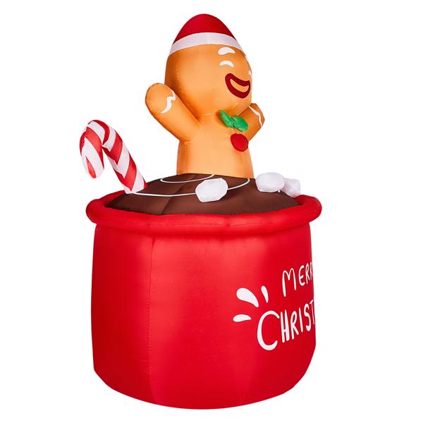 6.5FT 杯子拐杖糖姜饼人 3颗暖光LED 210D涤纶 圣诞充气装饰 12V 12V,1000mA 美规-10