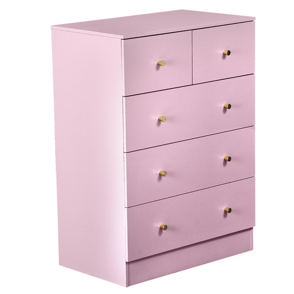 马卡龙粉 刨花板 贴麻面三胺 66*40*91cm 3+2抽 抽屉柜 哑金把手-10