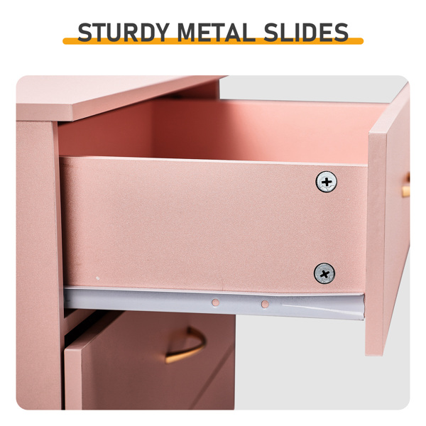 H9950美甲粉 刨花板 贴麻面三胺 66*33*73 四抽 抽屉柜 仿玫瑰金拉手-9