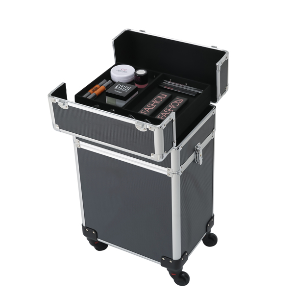 4合一拉杆式化妆品收纳盒黑色 75*35*25cm-19