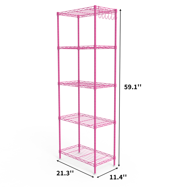 5层 可自由调节层间距  插梢式变形结构 带调节脚 展示架 铁 54*29*150cm 喷粉哑光芭比粉-4