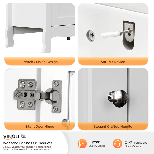 58寸白色法式弯腿壁炉柜 147.3*40.00*86.4cm 18寸壁炉芯-2