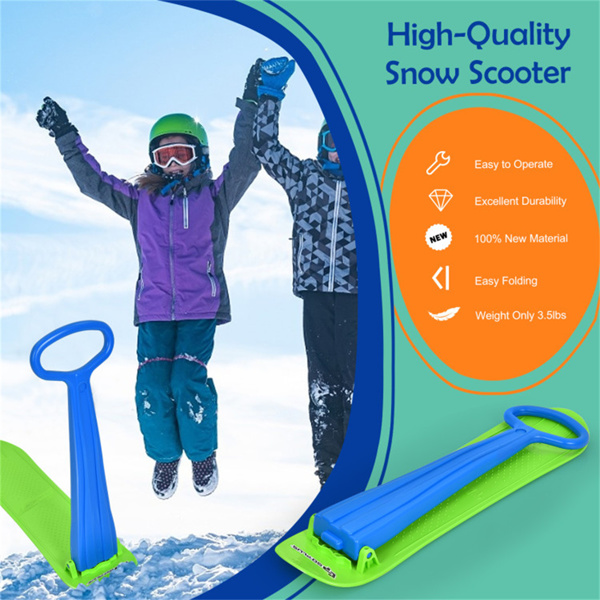 安全儿童雪地滑板车-凸起防滑点，定向底部，易于转向和平衡-蓝色-7