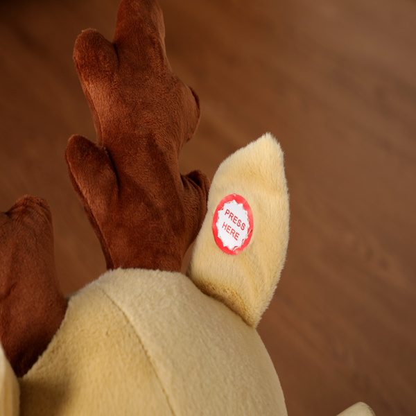 儿童骑乘摇摇马玩具，带摇篮曲，麋鹿造型，配有手偶和安全带，适合1-3岁儿童，柔软毛绒面料，杏色，通过CPC认证-19