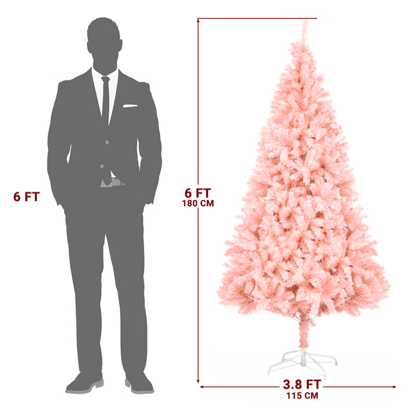 6ft 粉色 1000枝头 PVC材质 圣诞树-27