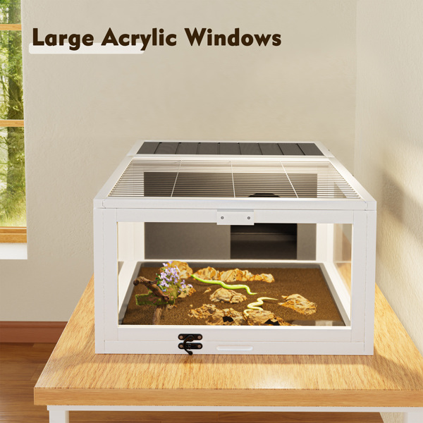 39.5英寸木制陆龟屋室内龟类栖息地爬行动物笼，适用于小型动物蜥蜴、壁虎，带2个可拆卸防水托盘--不支持self-pick up-4