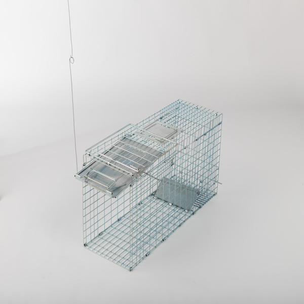 32inch 银色 折叠+前置挡板 铁 诱捕笼 宠物围栏-3