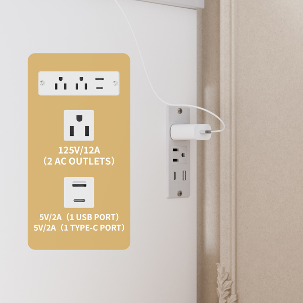 带镜子和灯的化妆台，白色梳妆台，带电源插座和3种照明模式，梳妆台套装，带柜子、抽屉、搁板和储物凳，适用于卧室-8