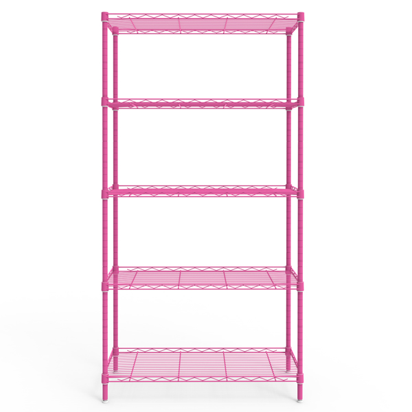 5层 可自由调节层间距  带调节脚 展示架 铁 74*34*150cm 喷粉哑光芭比粉-2