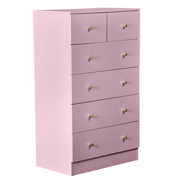 马卡龙粉 刨花板 贴麻面三胺 66*40*111cm 4+2抽 抽屉柜 哑金把手-10