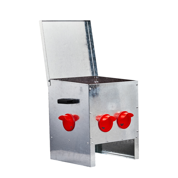 4口 40*38*40cm 方形 银+红 全拆装 镀锌板+塑料 喂食用品-3