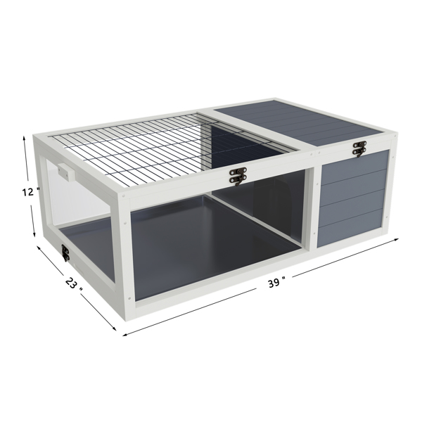 39.5英寸木制陆龟屋室内龟类栖息地爬行动物笼，适用于小型动物蜥蜴、壁虎，带2个可拆卸防水托盘--不支持self-pick up-16