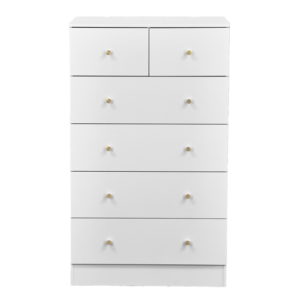 白色 刨花板 贴麻面三胺 66*40*131cm 5+2抽 抽屉柜 哑金把手-3