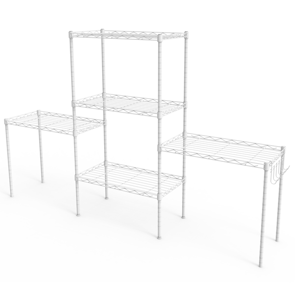 5层 可自由调节层间距  插梢式变形结构 带调节脚 展示架 铁 54*29*150cm 喷粉哑光白-4
