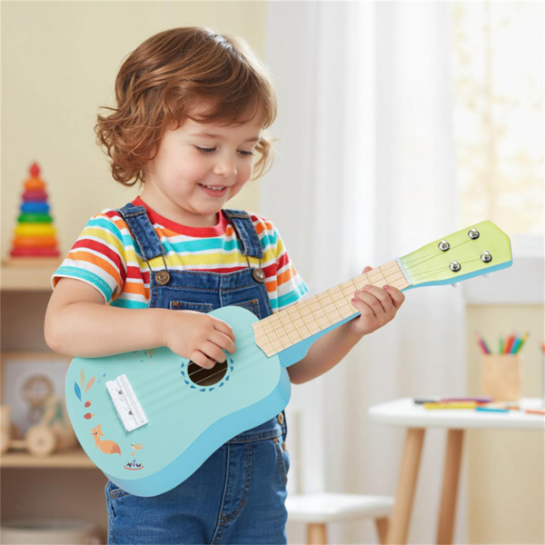 21英寸儿童尤克里里琴-轻巧紧凑的设计，优质Basswood琴身，带尼龙绳（浅蓝色）-5