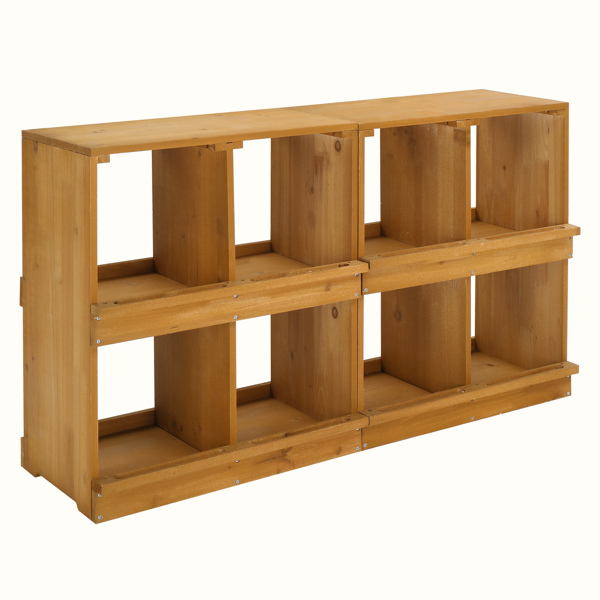 50*27*14.5inch 8隔间 普黄 平顶双层 杉木 喂食用品-15