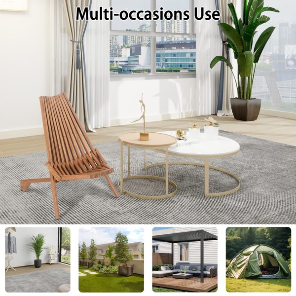 楸木 原木色 木条拼接 折叠木单椅-4