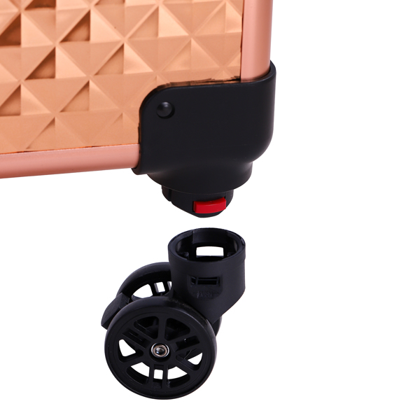 4pcs 拉杆式带万向轮 ABS 钻石纹 香槟金 化妆箱 33*23*78cm-10