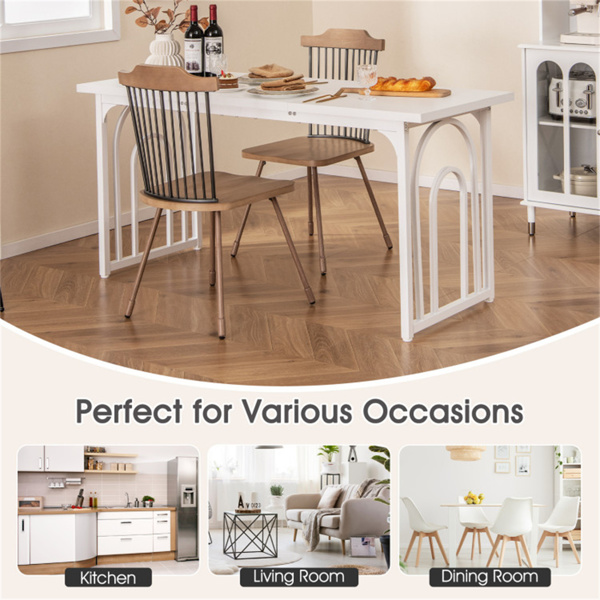 宽敞的长方形餐桌-63英寸x24英寸x30英寸，可调节脚垫，防水防污表面-7