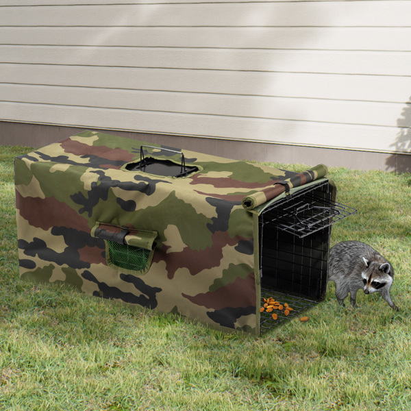 32inch 黑色 折叠+迷彩布罩 铁 诱捕笼 宠物围栏-2