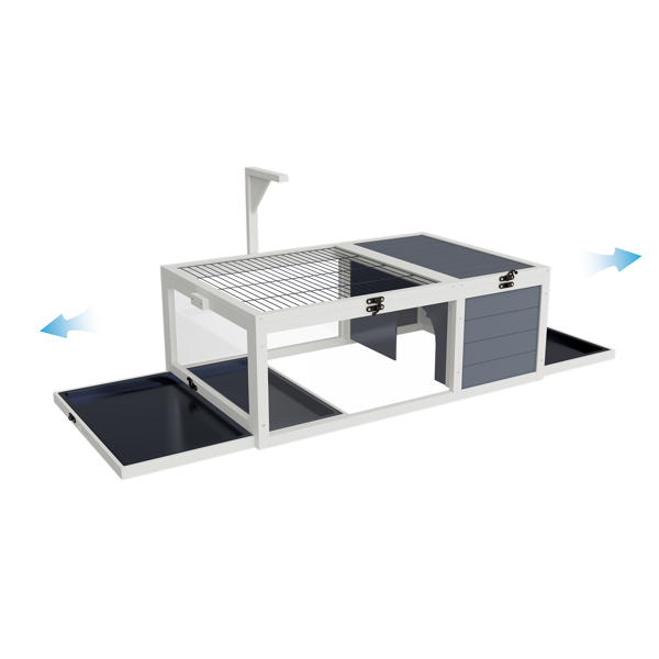 爬行动物栖息地龟屋，带灯架、3个亚克力观察窗、2个防水托盘、可锁定顶盖，易于清洁的木制饲养箱，适用于乌龟、蜥蜴、蛇和小宠物--不支持self-pick up-16