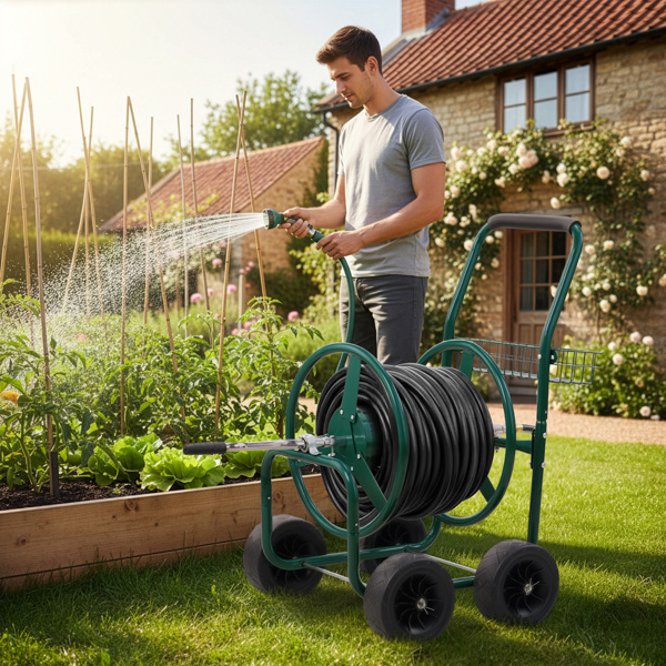 83*58*92CM  250FT  绿色 实心轮 全拆装 水管车 花园-9