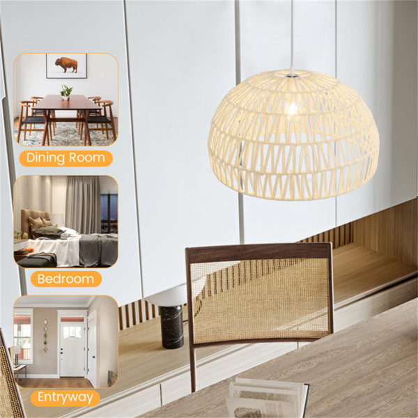 高度可调的农舍藤条吊灯，配有可调节的吊绳-10