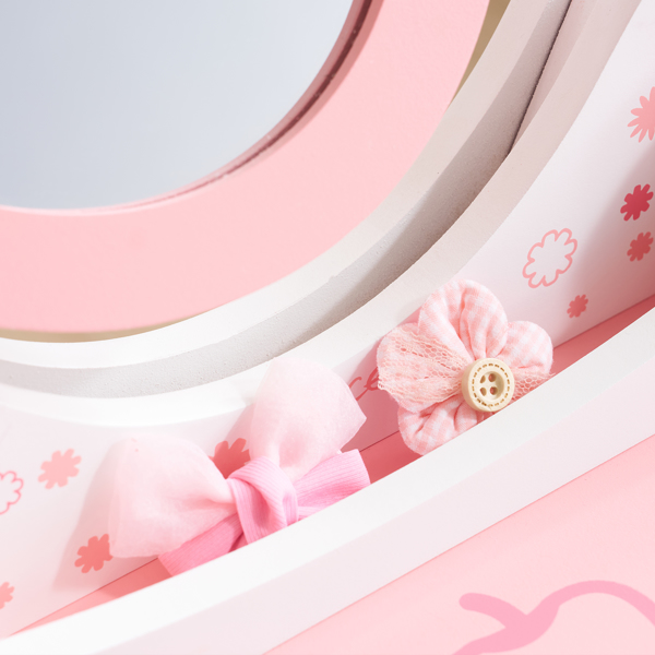 白色 密度板 喷漆+苹果丝印 1抽2桌面收纳盒 儿童梳妆桌套装-4