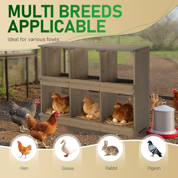 35.5*27*14.5inch 6隔间 灰 平顶双层 杉木 喂食用品-7