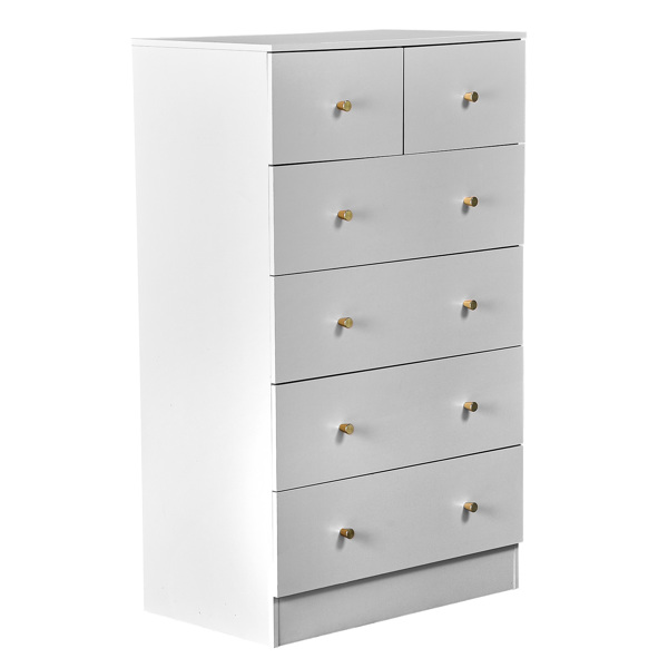 白色 刨花板 贴麻面三胺 66*40*111cm 4+2抽 抽屉柜 哑金把手-10