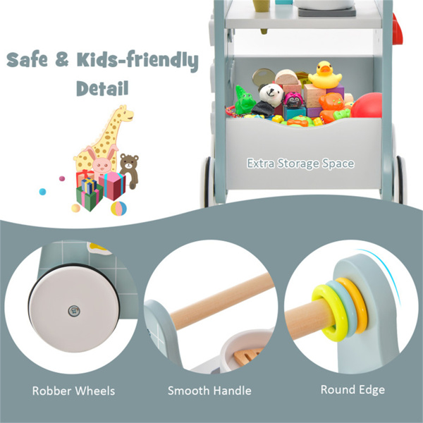 带游戏厨房的6合1木制婴儿推车  -蓝色-5